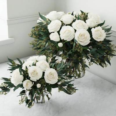 现代玻璃花瓶玫瑰花卉组合